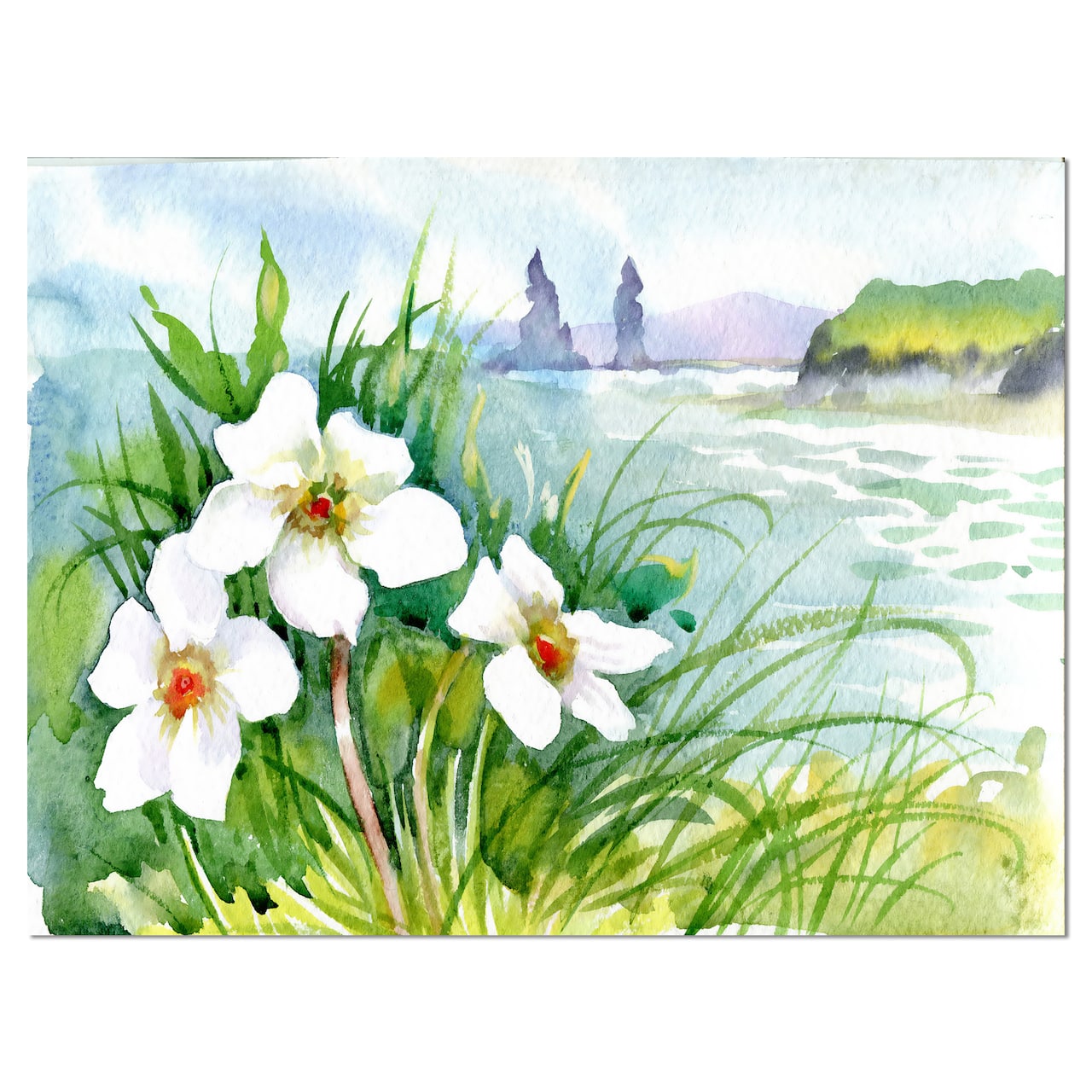 Designart - Blooming Flowers on Summer River - Landscape Artwork Canvas